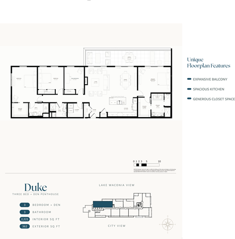 Floor plan for 3 beds, 3 baths, 2221 sqft